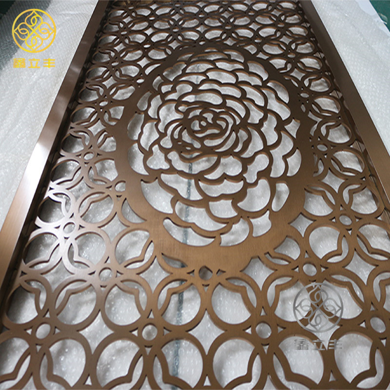 laser cutting rose gold metal screen 